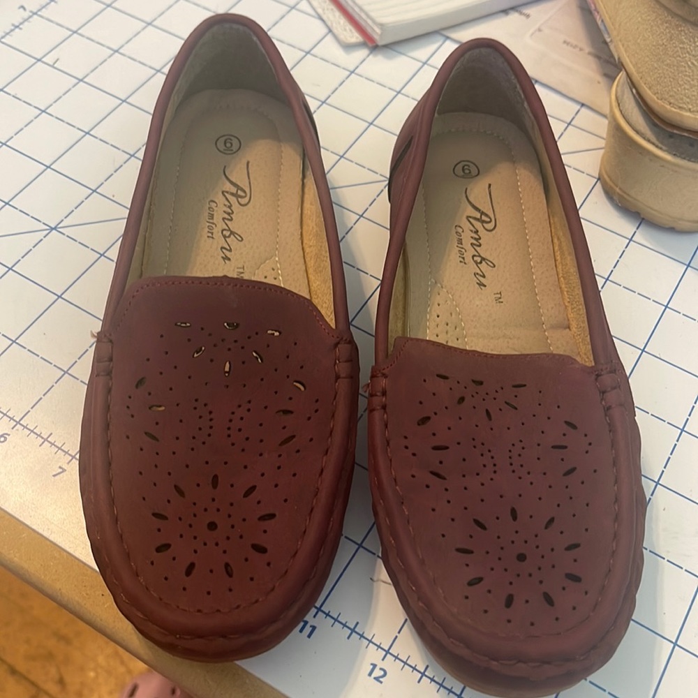 Ambu Comfort Plum Maroon Loafer Slip Ons